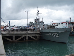 Thai Navy Ship docked at Koh Tao's main pier